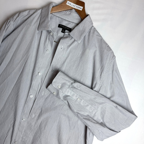 Banana Republic‎ Dress Shirt Mens Extra Large Slim Fit Long Sleeve Grey Gray - Picture 1 of 9